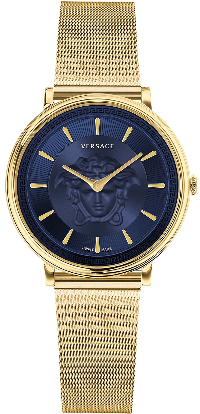 Versace Damklocka VE8104021 V Circle Blå/Gulguldtonat stål Ø38 mm - Versace