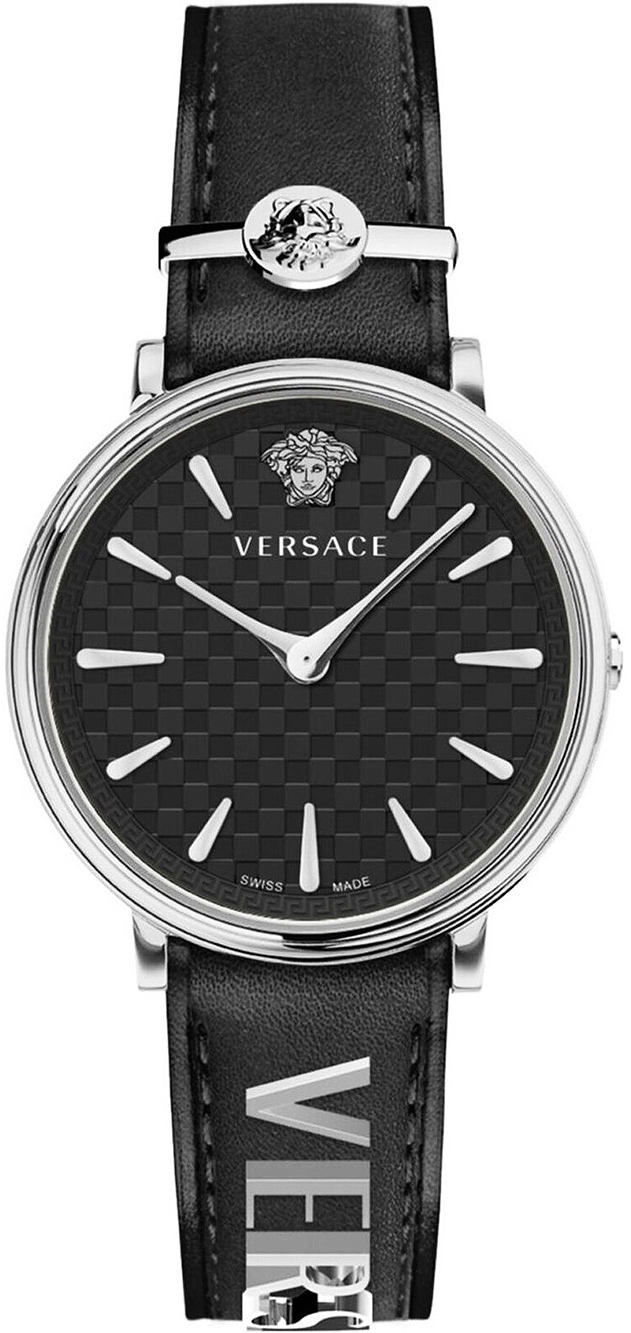 Versace Damklocka VE8104122 V Circle Svart/Läder Ø38 mm - Versace