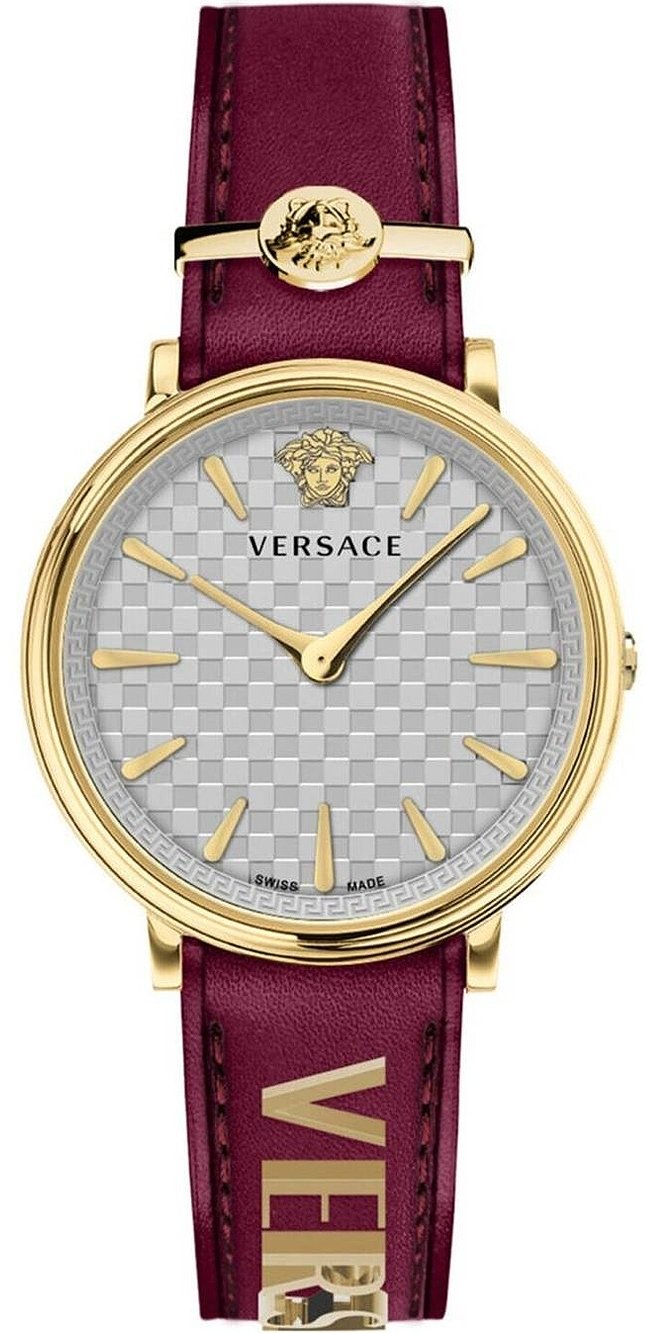 Versace Damklocka VE8104322 V Circle Silverfärgad/Läder Ø38 mm - Versace