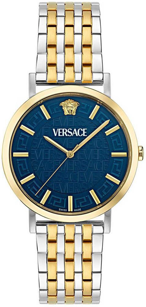 Versace Herrklocka VE8Q00424 Greca Slim Bl&aring;/Gulguldtonat st&aring;l &Oslash;40