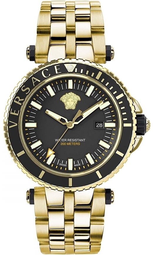 Versace Herrklocka VEAK00618 V Race Diver Svart/Gulguldtonat stål - Versace