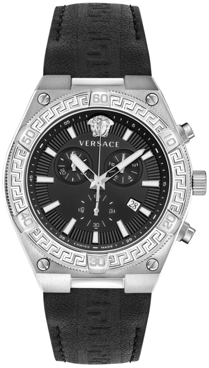 Versace Herrklocka VESO00222 Greca Chrono Svart/Läder Ø46 mm