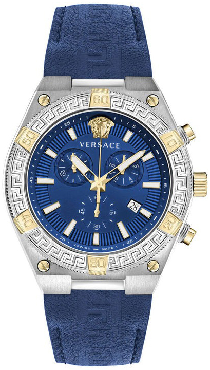 Versace Herrklocka VESO00322 Greca Chrono Blå/Läder Ø46 mm