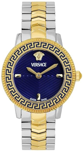 Versace Damklocka VEUCA0524 V Icon Blå/Gulguldtonat stål Ø30 mm
