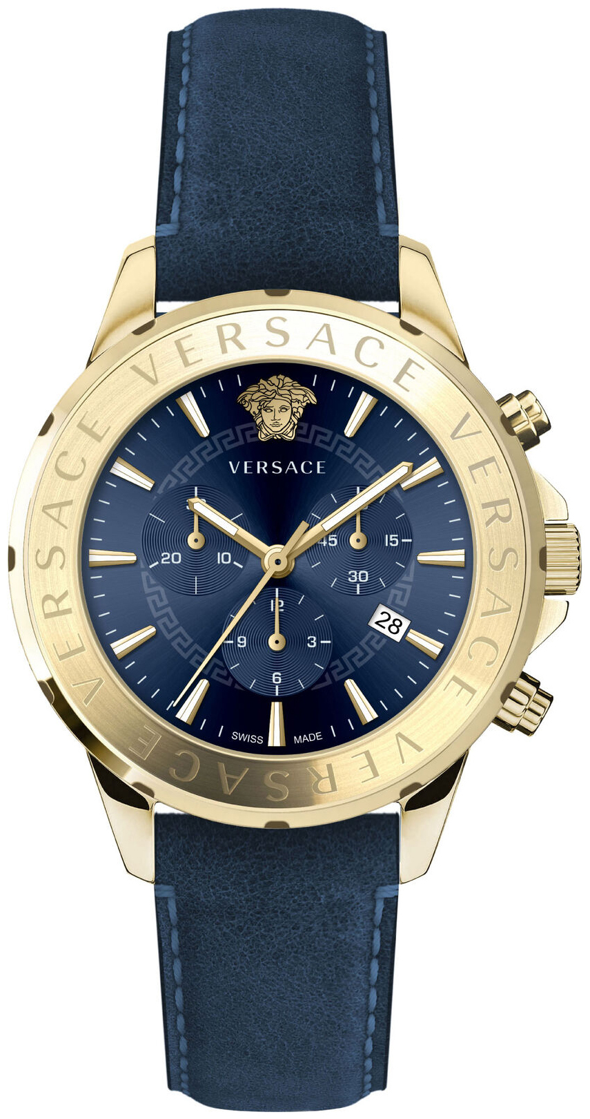 Versace Herrklocka VEV601423 Signature Blå/Läder Ø44 mm - Versace