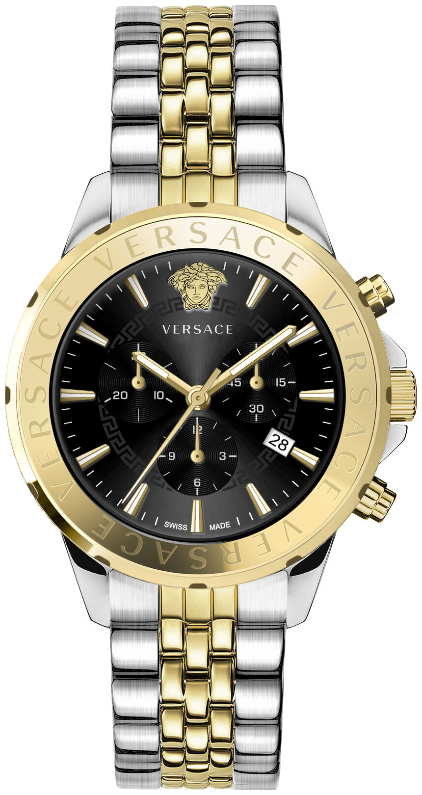 Versace Herrklocka VEV602223 Signature Svart/Gulguldtonat stål Ø44 - Versace