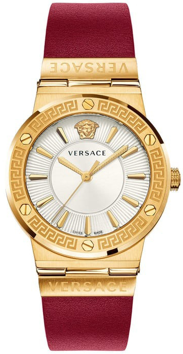 Versace Damklocka VEVH00420 Greca Silverfärgad/Läder Ø38 mm - Versace