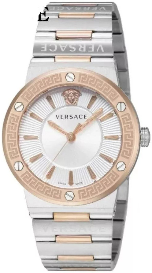 Versace Damklocka VEVH01020 Greca Silverfärgad/Roséguldstonat stål - Versace