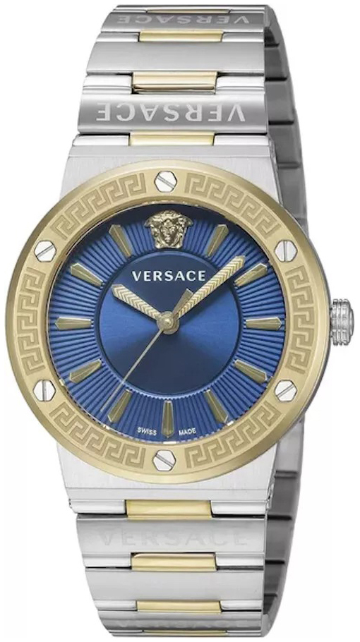 Versace Damklocka VEVH01120 Greca Blå/Gulguldtonat stål Ø38 mm - Versace