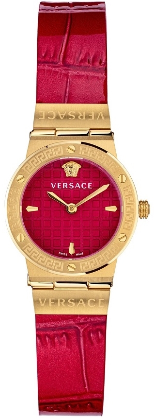 Versace Damklocka VEZ100621 Greca Logo Mini Röd/Läder Ø28 mm - Versace