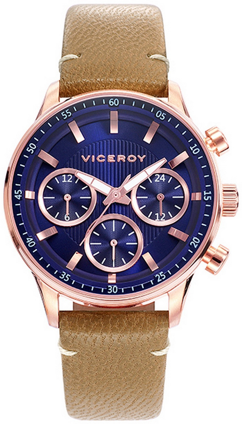 Viceroy Damklocka 42290-37 Classic Bl&aring;/L&auml;der &Oslash;36 mm
