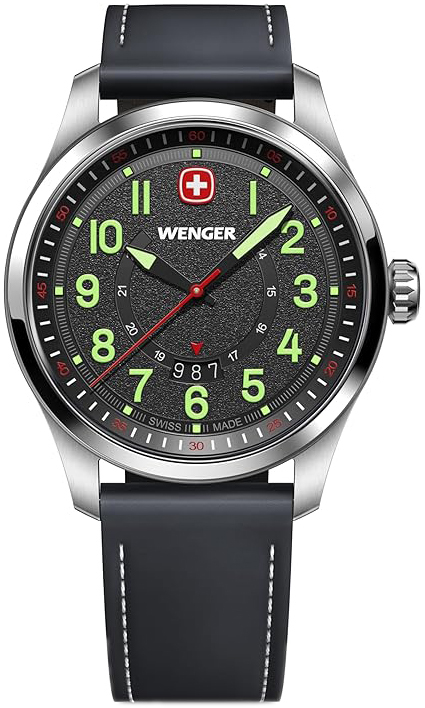 Wenger Herrklocka 01.0541.121 Terragraph Grå/Läder Ø43 mm - Wenger
