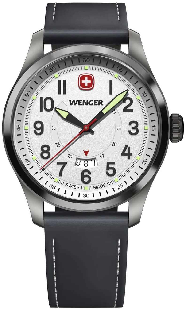 Wenger Herrklocka 01.0541.126 Terragraph Vit/Läder Ø43 mm