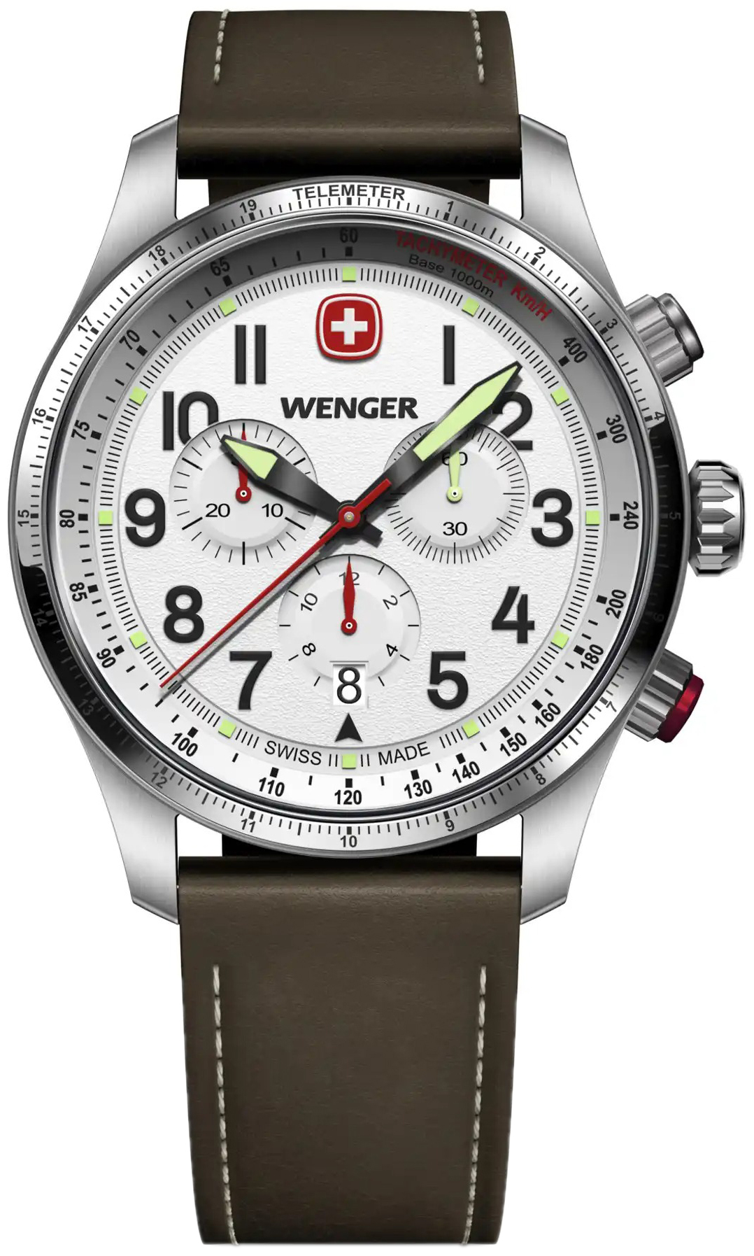 Wenger Herrklocka 01.0543.109 Terragraph Silverf&auml;rgad/L&auml;der &Oslash;43 mm