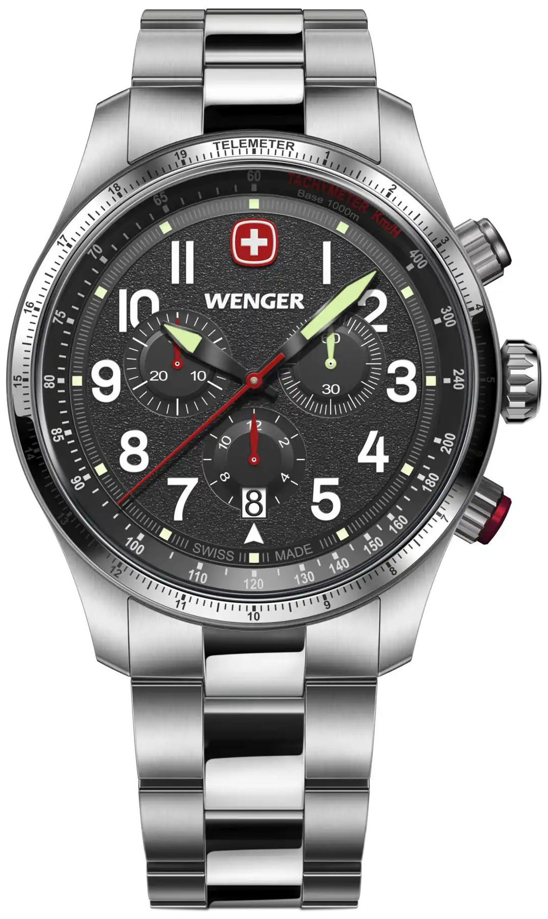 Wenger Herrklocka 01.0543.111 Terragraph Svart/Stål Ø43 mm
