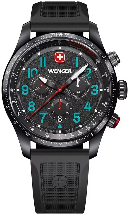 Wenger Herrklocka 01.0543.116 Terragraph Svart/Gummi &Oslash;43 mm