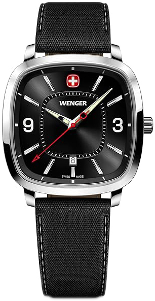 Wenger Herrklocka 01.1921.107 Vintage Svart/Läder