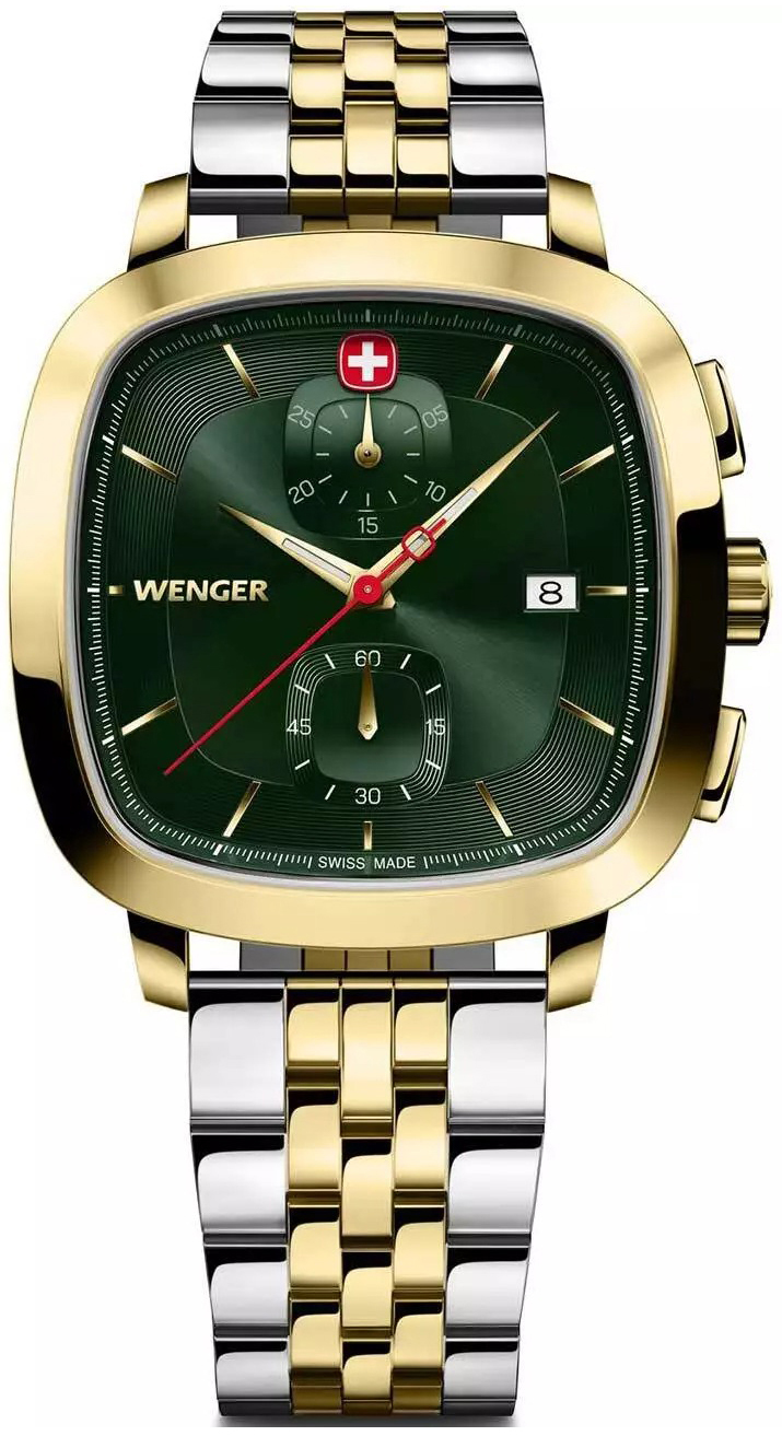 Wenger Herrklocka 01.1933.105 Vintage Grön/Gulguldtonat stål - Wenger