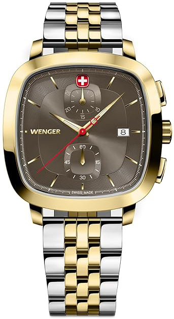 Wenger Herrklocka 01.1933.106 Vintage Grå/Gulguldtonat stål