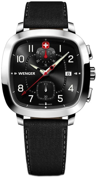 Wenger Herrklocka 01.1933.108 Vintage Svart/Läder