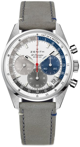 Zenith 03.3200.3600-34.C869 El Primero Silverfärgad/Läder Ø38 mm - Zenith
