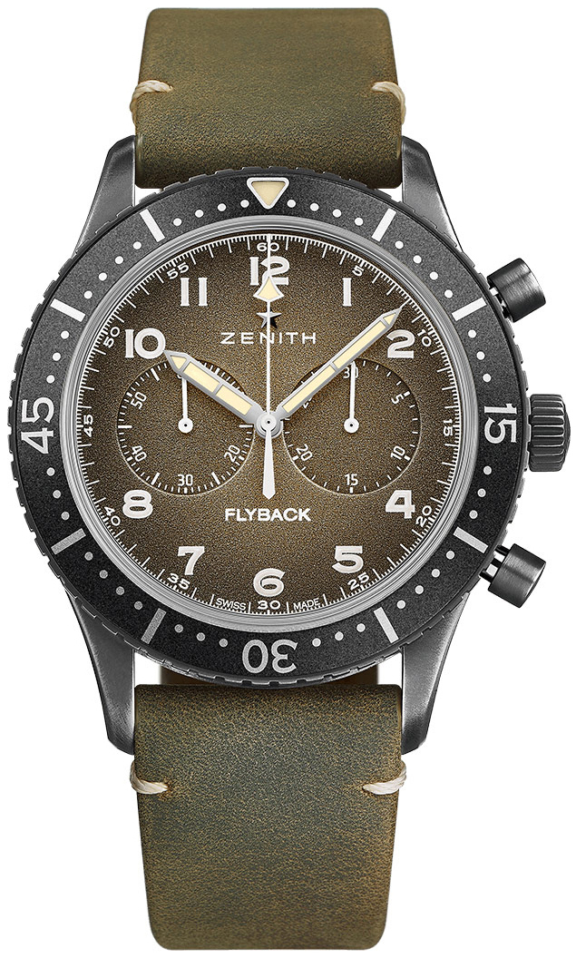 Zenith Herrklocka 11.2240.405-21.C773 Pilot Grå/Läder Ø43 mm - Zenith