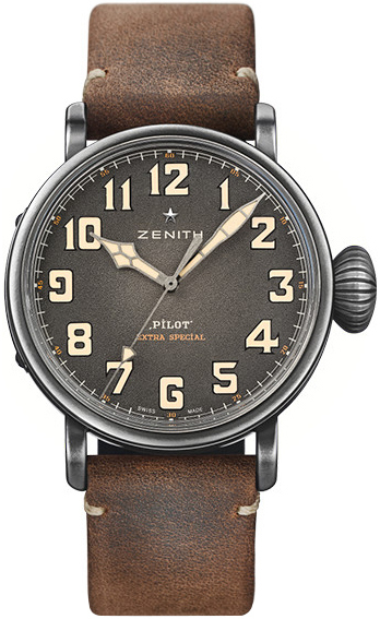 Zenith Herrklocka 11.2430.679-21.C801 Pilot Grå/Gummi Ø40 mm - Zenith