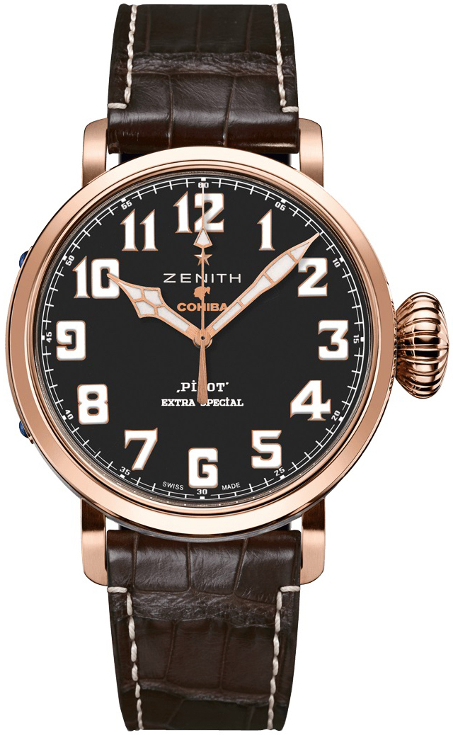 Zenith Herrklocka 18.2430.679-27.C721 Pilot Svart/Gummi Ø45 mm - Zenith