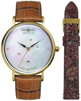 Zeppelin Damklocka 71315 Luna Vit/Läder Ø36 mm - Zeppelin