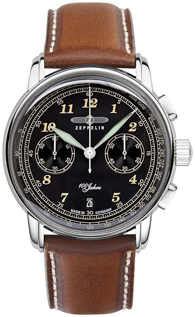 Zeppelin 100 Jahre Herrklocka 76743 Svart/Läder Ø43 mm - Zeppelin