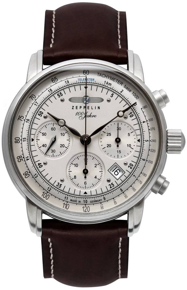 Zeppelin 100 Jahre Herrklocka 86201 Silverfärgad/Läder Ø42 mm - Zeppelin